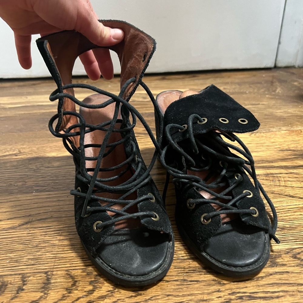 Black Lace up Jeffrey Campbell heels
